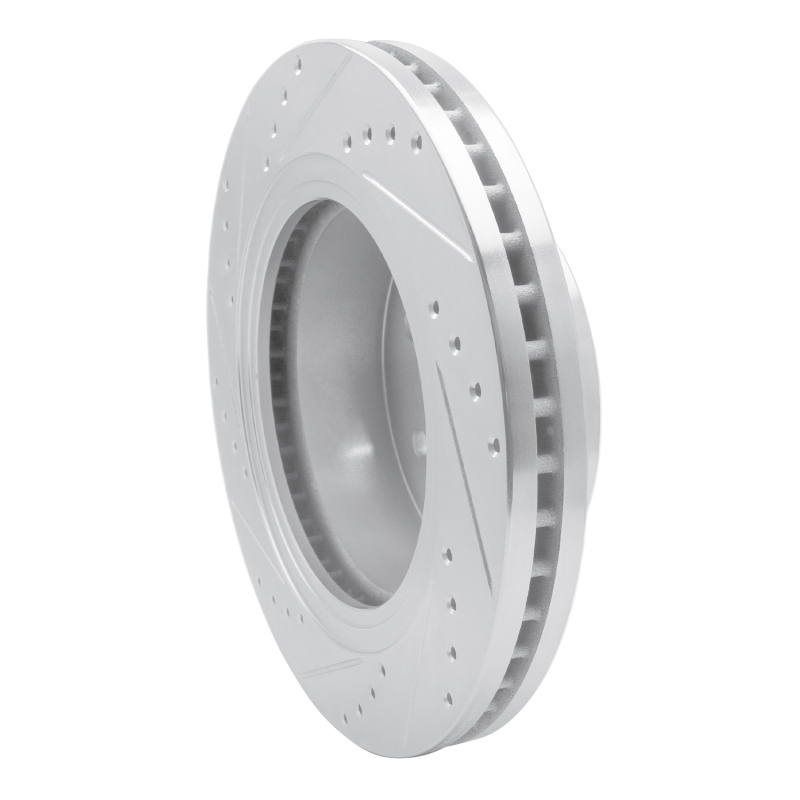 Nissan Titan XD Brake Rotor (1) - Front Right - R1 Concepts - Drilled & Slotted - Silver - `16-`24